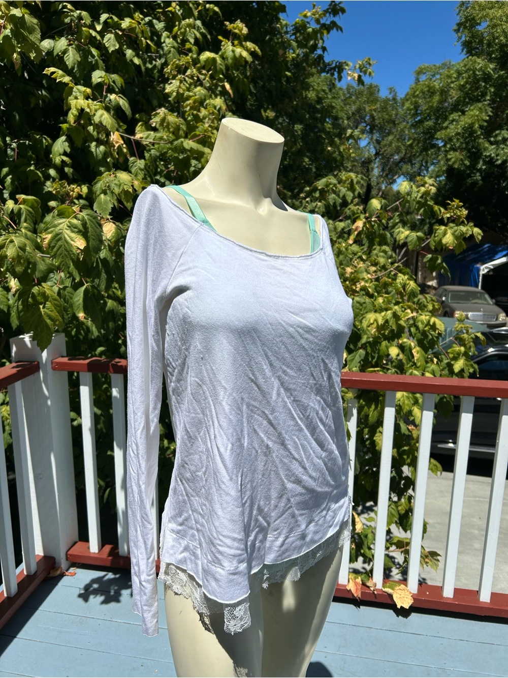 Lace-Hem Long Sleeve Top